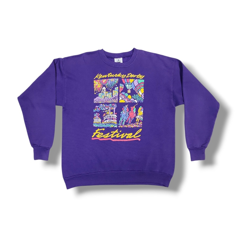 Vintage 1993 Kentucky Derby Festival Purple Lee Sweatshirt XL USA Made